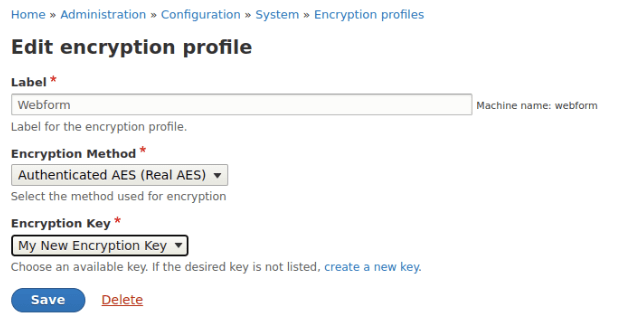 Encryption profile configuration