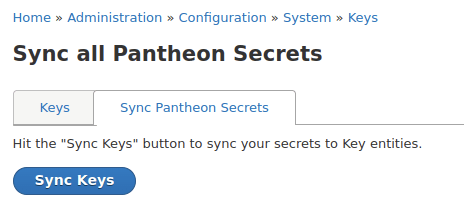 Pantheon Secrets Module Sync Keys Button