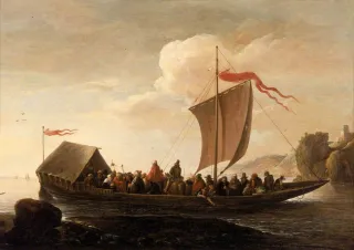 Pieter de Bloot's painting "A Ferry Boat on a Calm Sea"