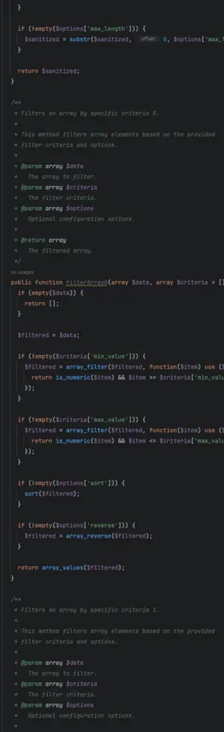 Screenshot of many lines of code