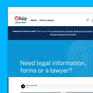 A partial screenshot of ohiolegalhelp.org's homepage