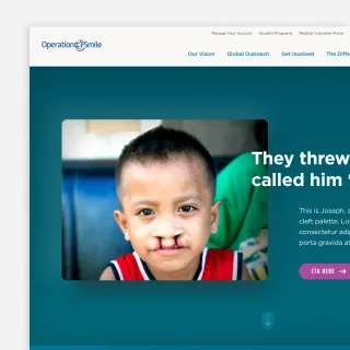 A partial screenshot of operation smile's homepage