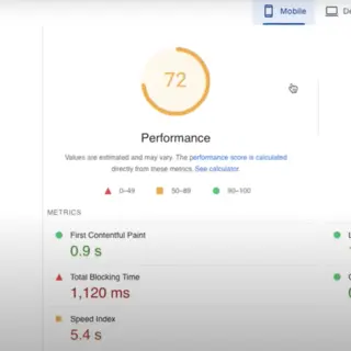 Screenshot of Mobile Performance with YouTube Facad