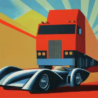 Truck and Sports Car Graphic