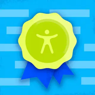 Abstract illustration of an accessibility award on a vaguely digital background