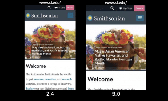 A still from a video that compares two loading experiences for the Smithsonian’s website.