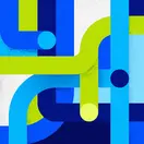 Abstract picture of color lines with dots