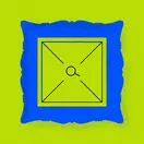 Illustration of an empty artwork frame with a magnifying glass inside it