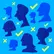 abstract image of silhouettes of faces with checks and x-marks