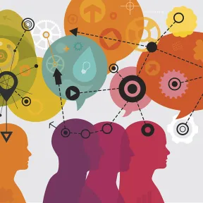 Abstract image of people thinking about problems and solutions together