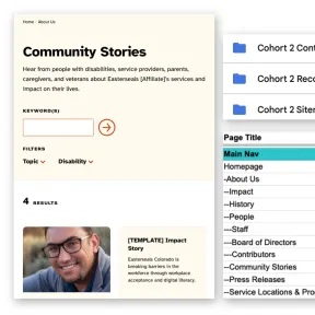 Screenshots of the tools used for the Easterseals affiliates migration