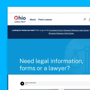 A partial screenshot of ohiolegalhelp.org's homepage