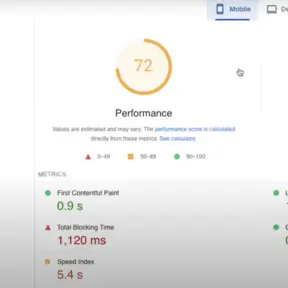 Screenshot of Mobile Performance with YouTube Facad