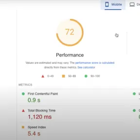 Screenshot of Mobile Performance with YouTube Facad