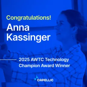 Image congratulating Anna Kassinger on her AWTC award