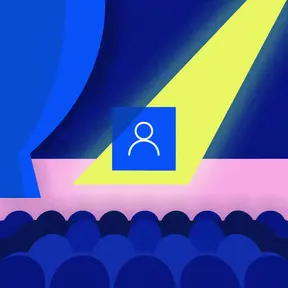 Abstract picture of a stage with the spotlight on a icon representing a person