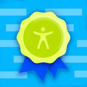 Abstract illustration of an accessibility award on a vaguely digital background