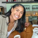antoinette williams smiling in cafe