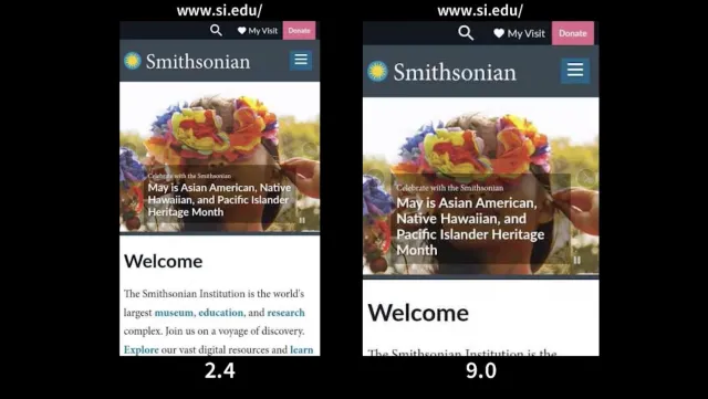 A still from a video that compares two loading experiences for the Smithsonian’s website
