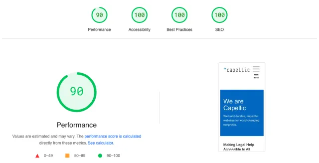 google page speed screenshot