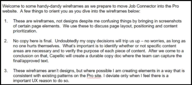 sample of a wireframe review