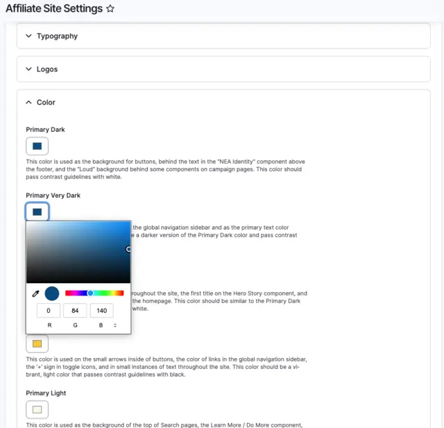 NEA affiilate theme UI