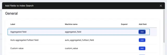 Search API aggregation field configuration form