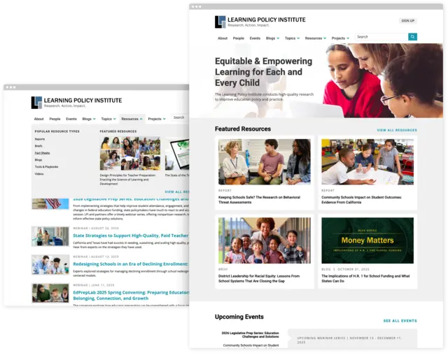 Screenshots of Learning Policy Institute website