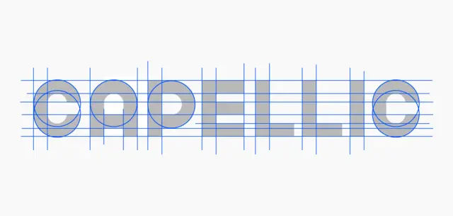 Contruction grid for the Capellic wordmark