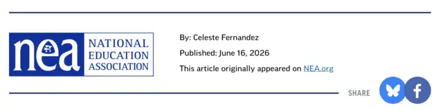 The NEA byline includes a logo on the left and author name, title, and publication date on the right